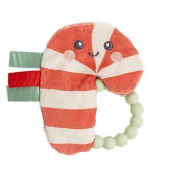 Pearhead Candy Cane Crinkle Teether with Textures & Ribbons