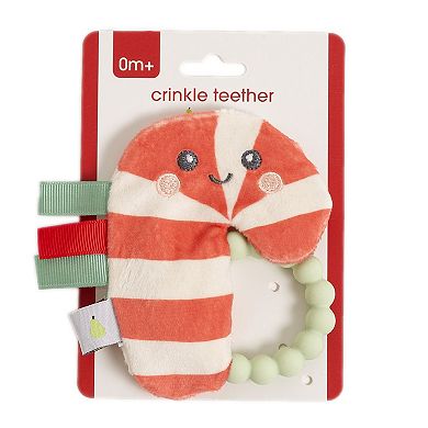 Pearhead Candy Cane Crinkle Teether with Textures & Ribbons
