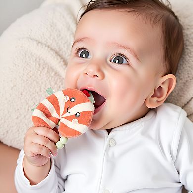 Pearhead Candy Cane Crinkle Teether with Textures & Ribbons