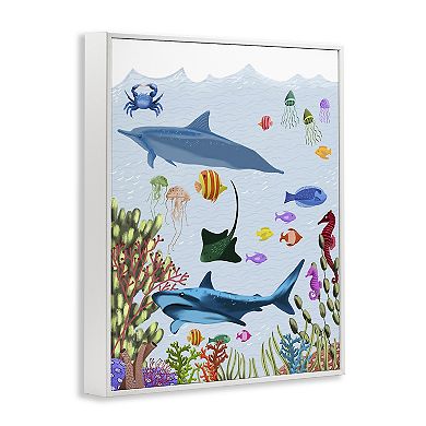 Stupell Home Decor Sharks & Fish Underwater Framed Giclee Wall Art