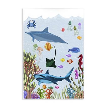 Stupell Home Decor Sharks & Fish Underwater Wall Plaque
