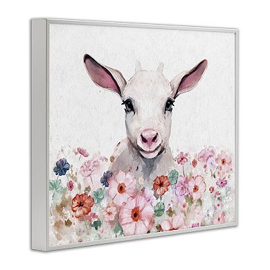Stupell Home Decor Baby Sheep & Pink Flowers Framed Giclee Wall Art