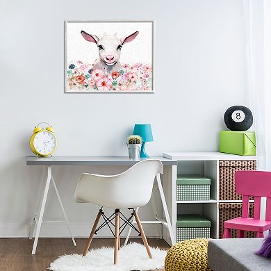 Stupell Home Decor Baby Sheep & Pink Flowers Framed Giclee Wall Art
