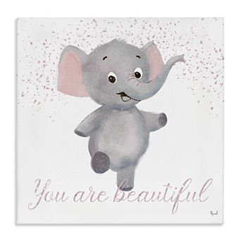 Stupell Home Decor You Are Beautiful Elephant Canvas Wall Art