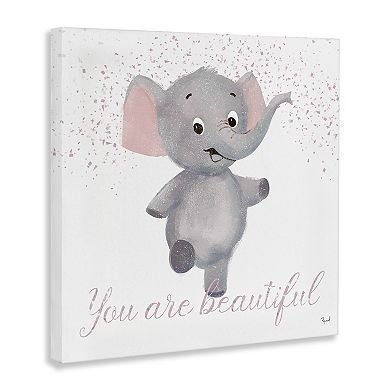 Stupell Home Decor You Are Beautiful Elephant Canvas Wall Art