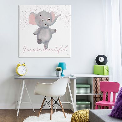 Stupell Home Decor You Are Beautiful Elephant Canvas Wall Art