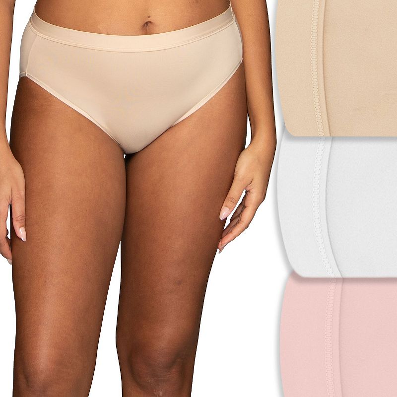 Women's Vanity Fair Lingerie® Beyond Comfort® Ultimate Stretch Hi-Cut Panty 3-pk. 13430, Size: 10, Bare Pink