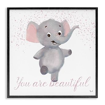 Stupell Home Decor You Are Beautiful Elephant Framed Giclee Wall Art