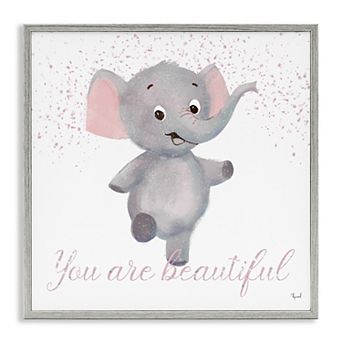 Stupell Home Decor You Are Beautiful Elephant Framed Giclee Wall Art