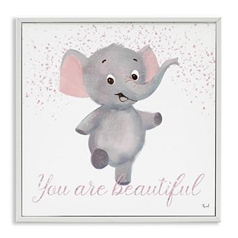 Stupell Home Decor You Are Beautiful Elephant Framed Giclee Wall Art