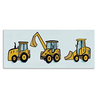 Stupell Home Decor Bulldozers on Blue Canvas Wall Art