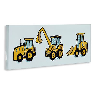 Stupell Home Decor Bulldozers on Blue Canvas Wall Art