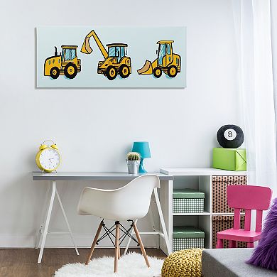 Stupell Home Decor Bulldozers on Blue Canvas Wall Art