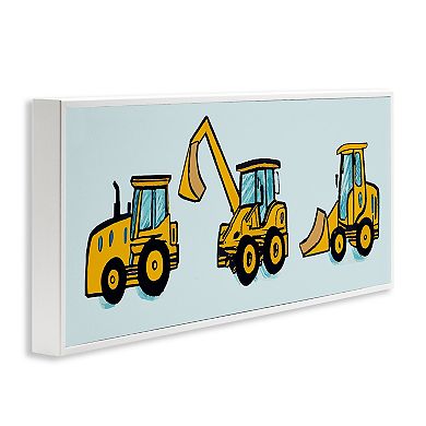 Stupell Home Decor Bulldozers on Blue Framed Giclee Wall Art