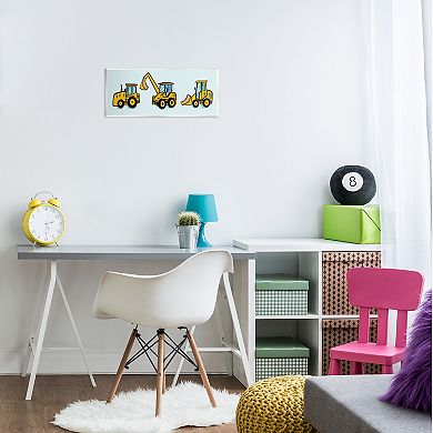 Stupell Home Decor Bulldozers on Blue Plaque Wall Art