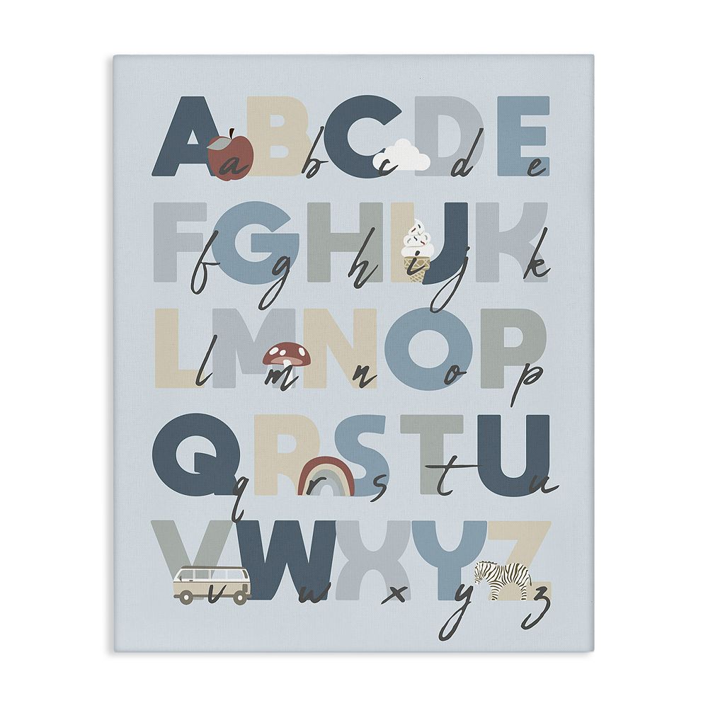 Stupell Home Decor Soft Blue Alphabet Chart Canvas Wall Art