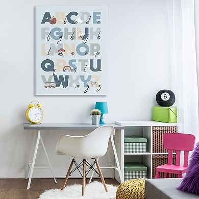 Stupell Home Decor Soft Blue Alphabet Chart Canvas Wall Art