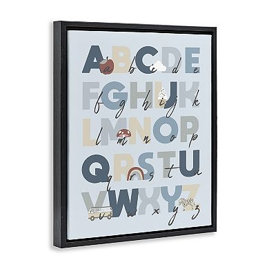 Stupell Home Decor Soft Blue Alphabet Chart Framed Floating Canvas Wall Art