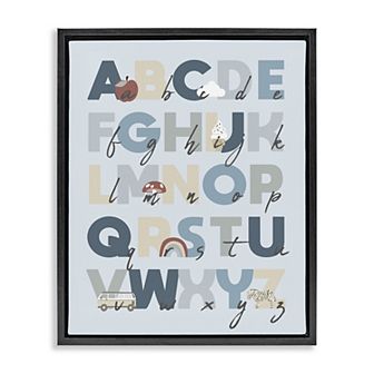 Stupell Home Decor Soft Blue Alphabet Chart Framed Floating Canvas Wall Art