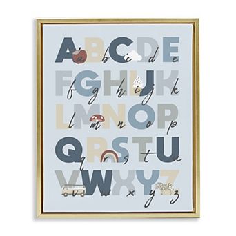 Stupell Home Decor Soft Blue Alphabet Chart Framed Floating Canvas Wall Art