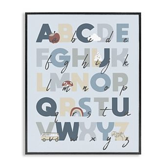 Stupell Home Decor Soft Blue Alphabet Chart Framed Giclee Wall Art