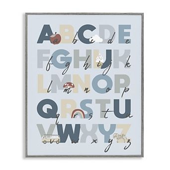 Stupell Home Decor Soft Blue Alphabet Chart Framed Giclee Wall Art