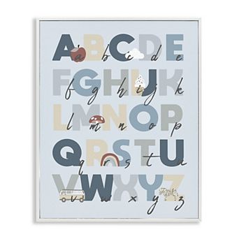 Stupell Home Decor Soft Blue Alphabet Chart Framed Giclee Wall Art