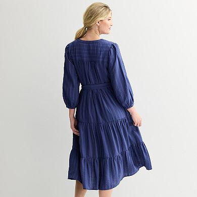 Women's Sonoma Goods For Life® Three-Quarter Sleeve Midi Dress