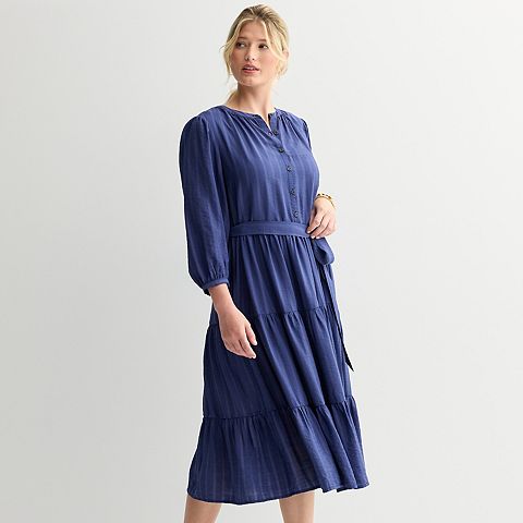 Женские платья Sonoma Goods For Life Women's Sonoma Goods For Life® Three-Quarter Sleeve Midi Dress