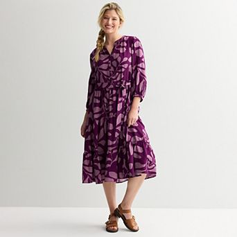 Women's Sonoma Goods For Life® Three-Quarter Sleeve Midi Dress