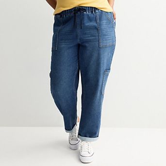 Juniors' SO® Plus High Rise Pull On Straight Jeans