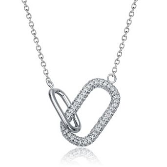 Megan Walford Sterling Silver Cubic Zirconia Interlocking Links Necklace