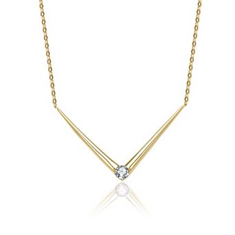 Sterling Silver Cubic Zirconia Chevron Layering Necklace