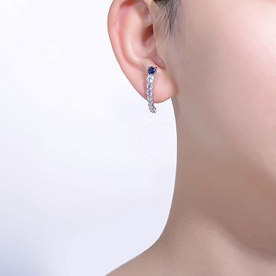 Sterling Silver Cubic Zirconia Curved Journey Earrings