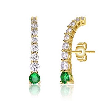 Sterling Silver Cubic Zirconia Curved Journey Earrings