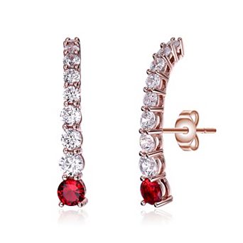 Sterling Silver Cubic Zirconia Curved Journey Earrings