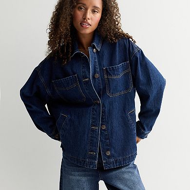 Juniors' Project Indigo Oversized Denim Jacket