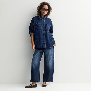 Juniors' Project Indigo Oversized Denim Jacket