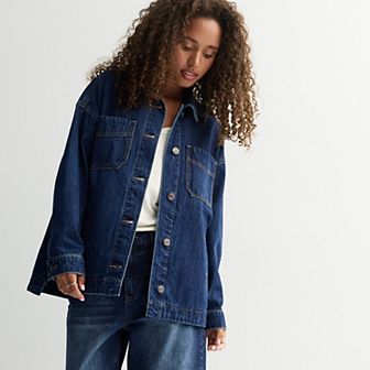 Juniors' Project Indigo Oversized Denim Jacket