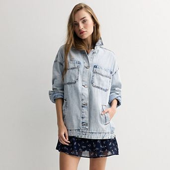 Juniors' Project Indigo Oversized Denim Jacket