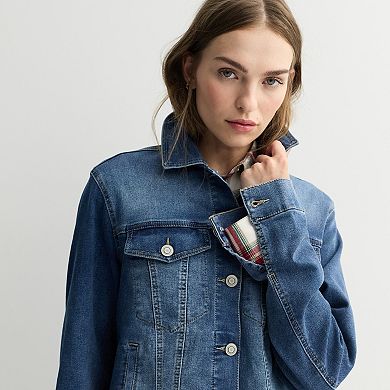 Juniors' Project Indigo Knit Denim Jacket
