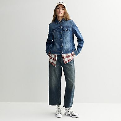 Juniors' Project Indigo Knit Denim Jacket