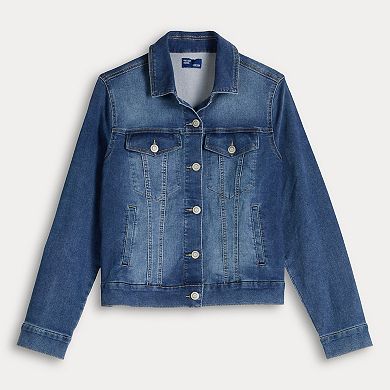 Juniors' Project Indigo Knit Denim Jacket