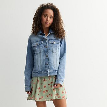 Juniors' Project Indigo Knit Denim Jacket