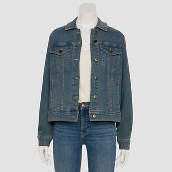 Juniors' Project Indigo Knit Denim Jacket