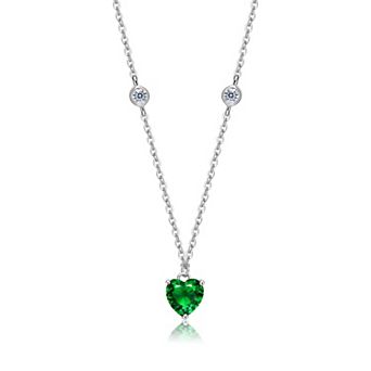 Sterling Silver Cubic Zirconia Heart Necklace
