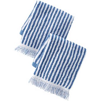 Lands' End Cotton Yarn-Dyed Stripe 2 pc Washcloth Set