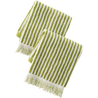 Lands' End Cotton Yarn-Dyed Stripe 2 pc Washcloth Set
