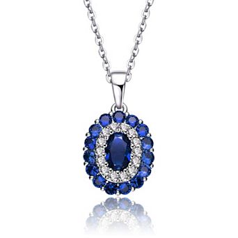 Megan Walford Sterling Silver Cubic Zirconia Oval Pendant Necklace