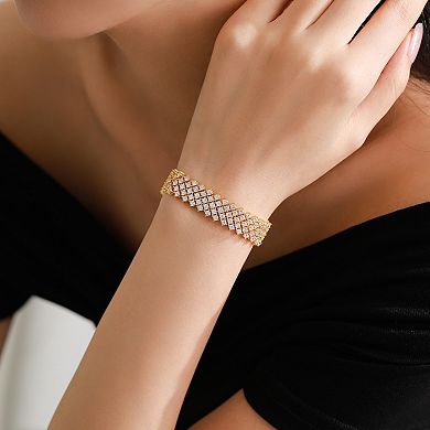 Sterling Silver Cubic Zirconia 4-Row Tennis Bracelet